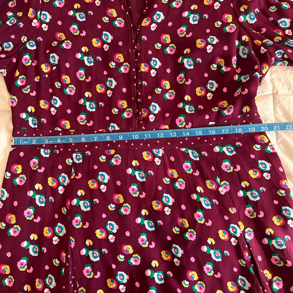 Boden Burgundy Floral Long Sleeve Dress - Picture 9 of 11